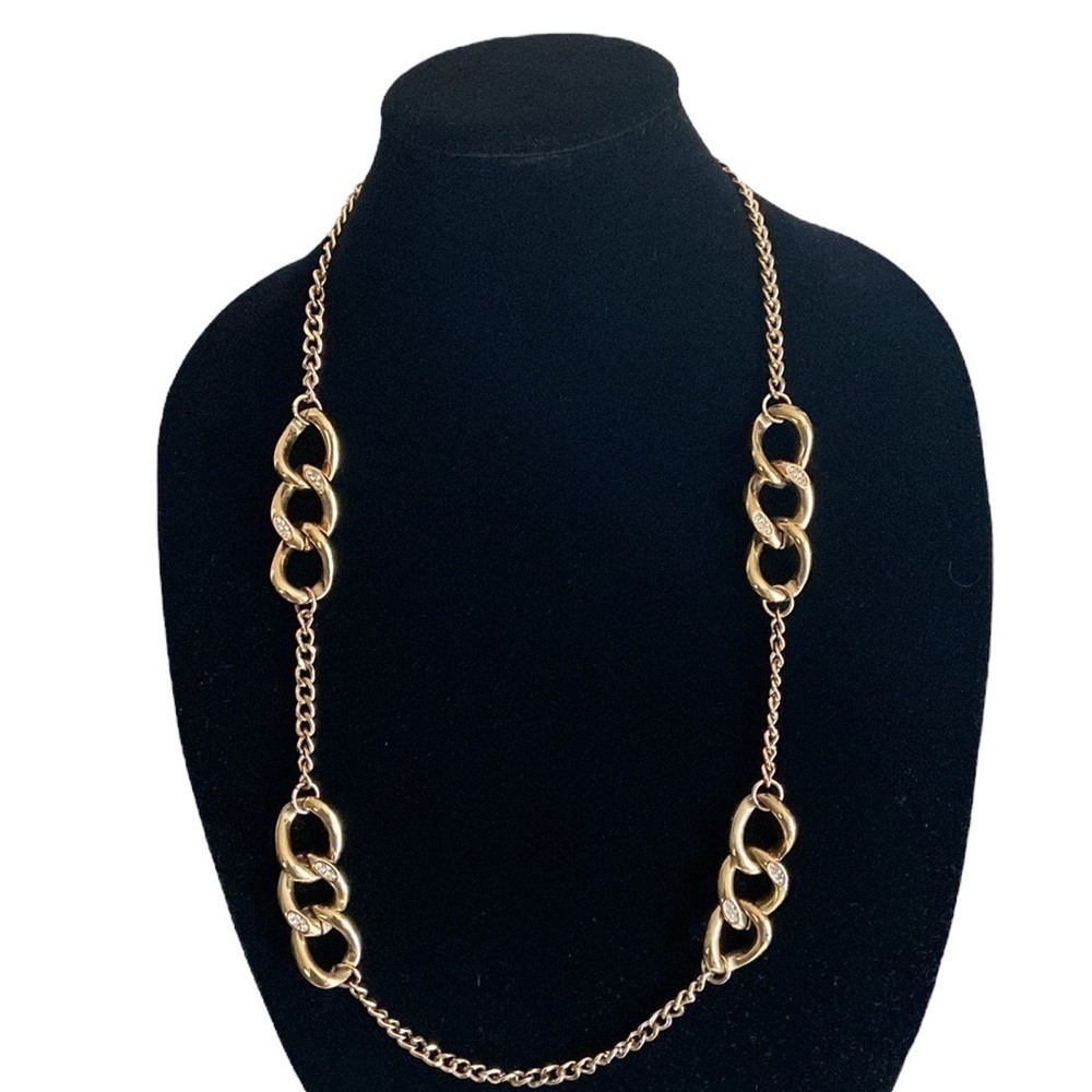 Ann Taylor Gold Chain Rhinestone Necklace